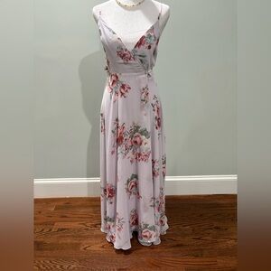 Lulu's Lavender Floral Wrap Maxi Dress